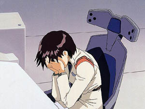 Maja kann das Gemetzel von Eva 01 an Eva 03 nicht mehr mit ansehen.