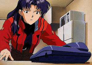 Misato wartet auf einen Anruf von Kaji, obwohl sie dessen Tod ahnt.