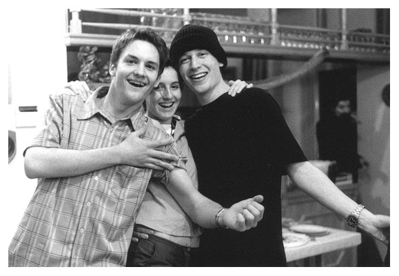 Sebastian Holzapfel, Anne Bo, Marius. Party in Wobbenb&uuml;ll 2000.